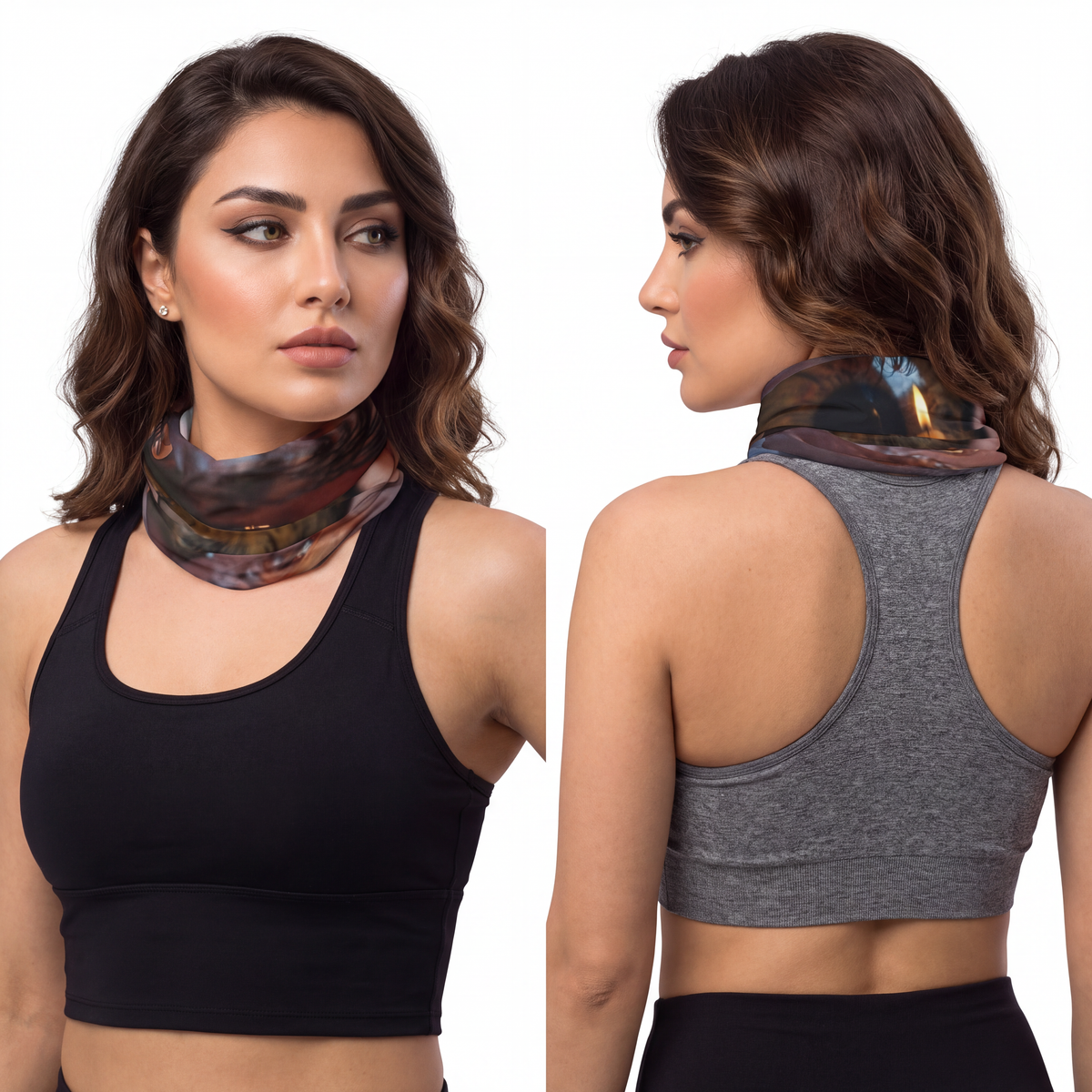 Lightweight Neck Gaiter - Amber Iris Reflection Fine Art......