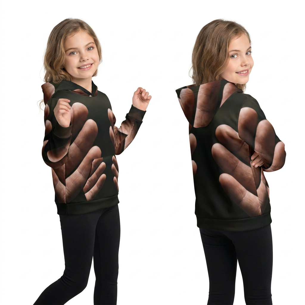 Children's Hoodie with Open Palms Art