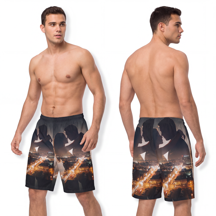 Men's Board Shorts - Midnight City Skyline