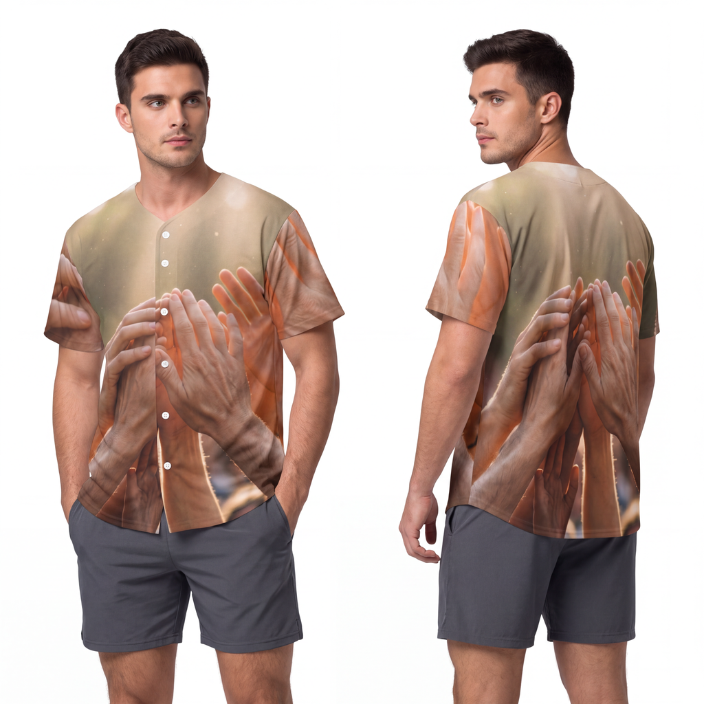 Men's Baseball Jersey - Golden Rays of Unity Wall Art |...