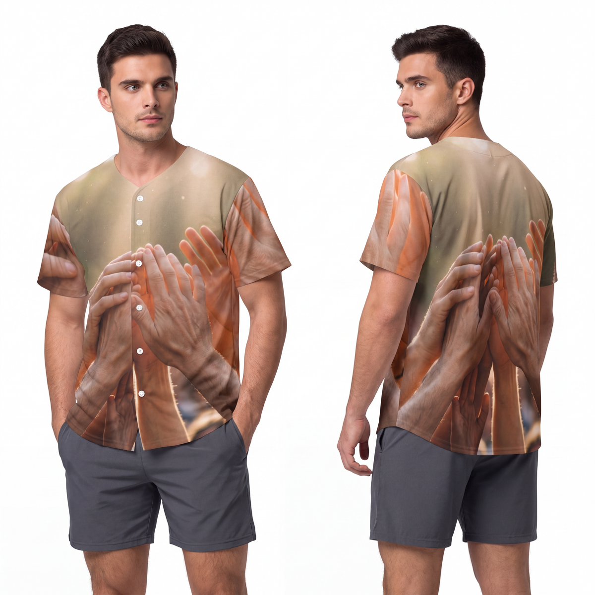 Men's Baseball Jersey - Golden Rays of Unity Wall Art |...