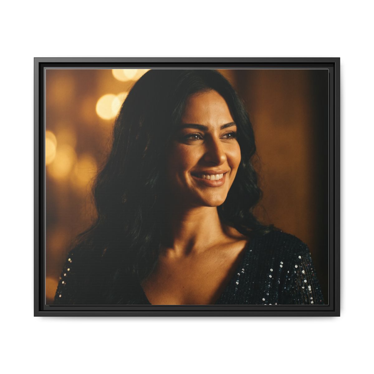 Framed Canvas Art - Golden Glamour — Black / 1.25"