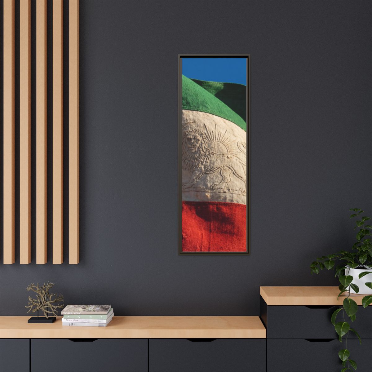 Framed Canvas Art - Distressed Flag — Espresso / 1.25"
