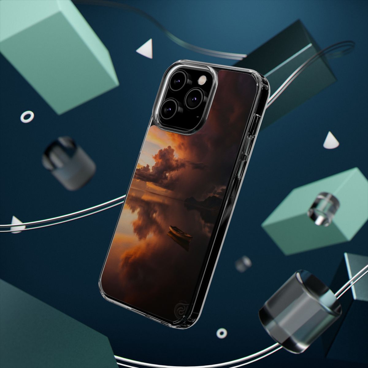 Clear Impact-Resistant Apple iPhone Cases - Golden Hour Storm Boat | iPhone 17 Pro Max, 17 Pro, 17 Air & More