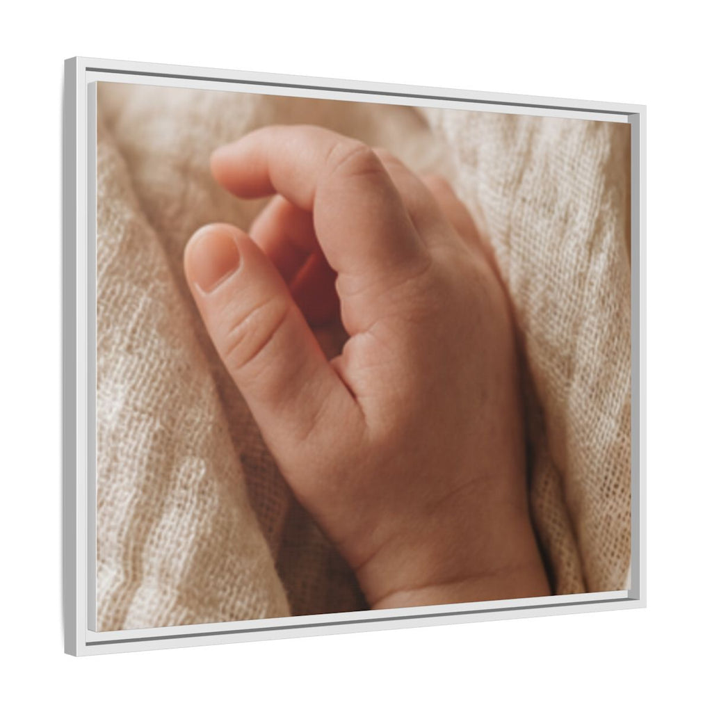 Framed Matte Canvas - Tender Newborn Hand (10×8, 12×9, 14×11, 16×12, 20×10, 18×12, 20×16, 24×16, 24×18, 36×12, 24×20, 32×16, 30×20, 30×24, 32×24, 48×16, 36×24, 48×24, 40×30, 60×20, 48×32, 60×30 & 60×40)