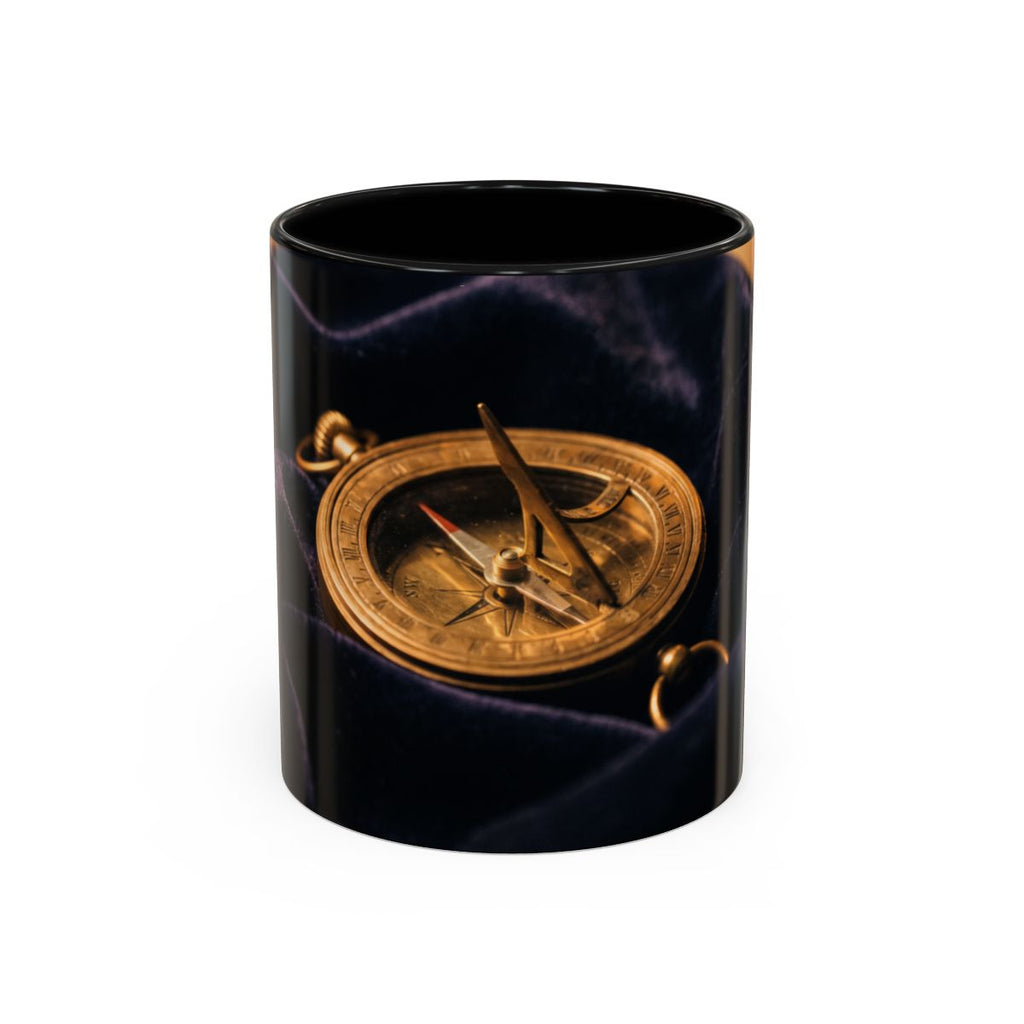 Vintage Brass Sundial Compass Accent Coffee Mug