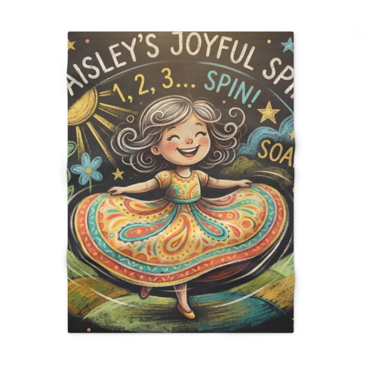Soft Fleece Baby Blanket - Paisley's Joyful Spin Chalkboard...