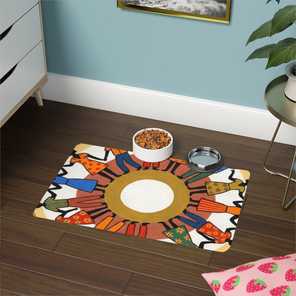 Pet Food Mat (12x18) - Unity Mandala Folk Art | Echovira...
