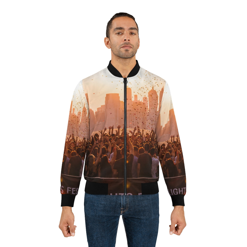Men's Bomber Jacket - City Lights | Echovira Gallery