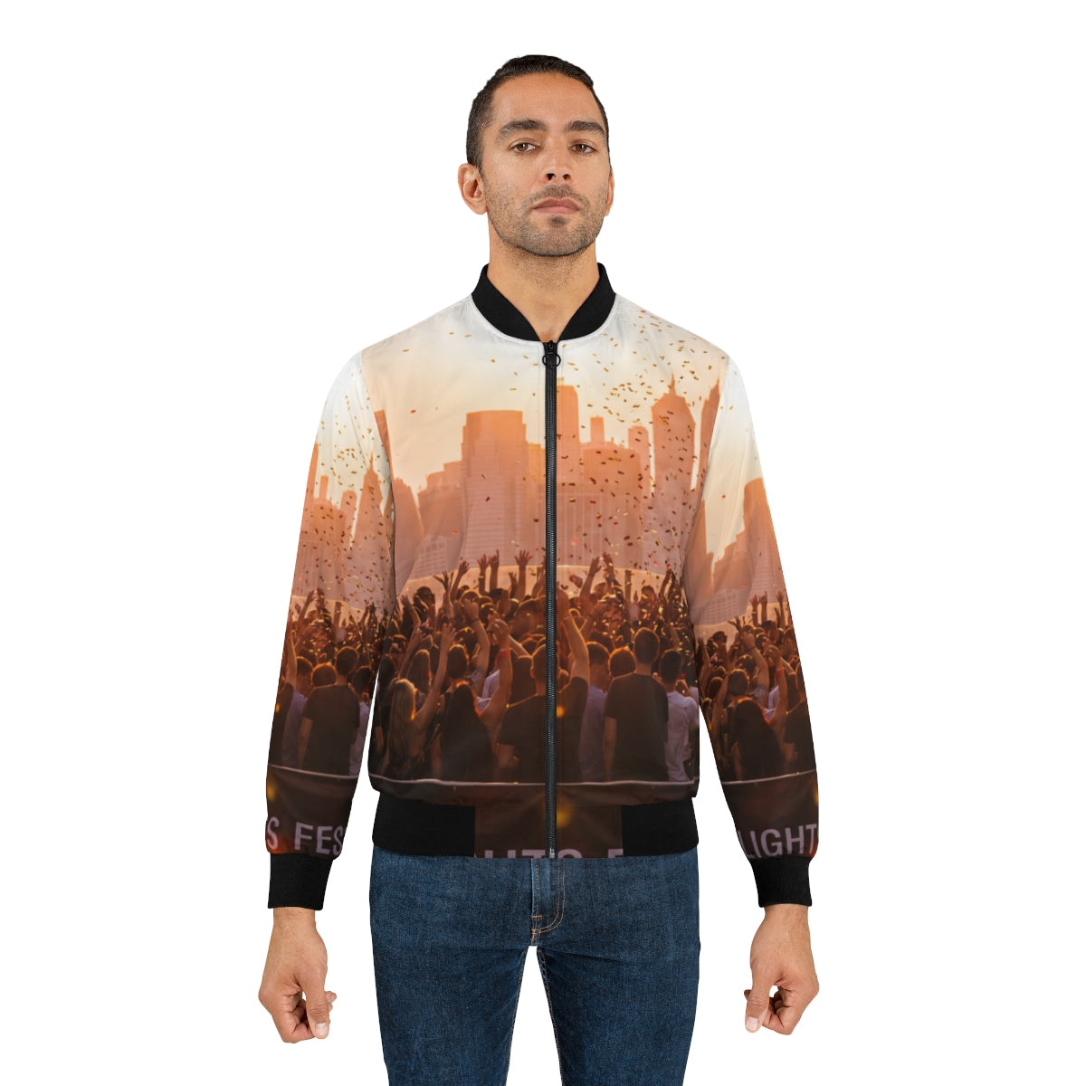 Men's Bomber Jacket - City Lights | Echovira Gallery