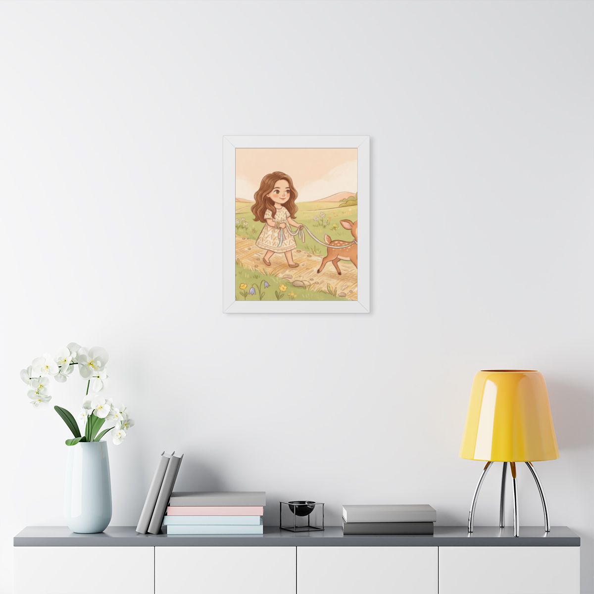 Framed Vertical Poster - Meadow Walk Fawn — White (11×14......