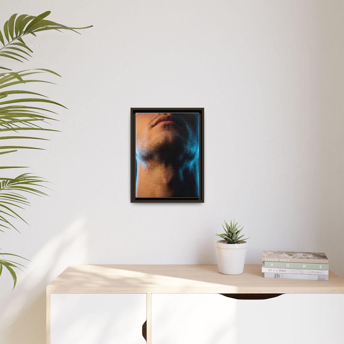 Matte Canvas, Framed - Neon Shadows Cinematic Portrait Art...
