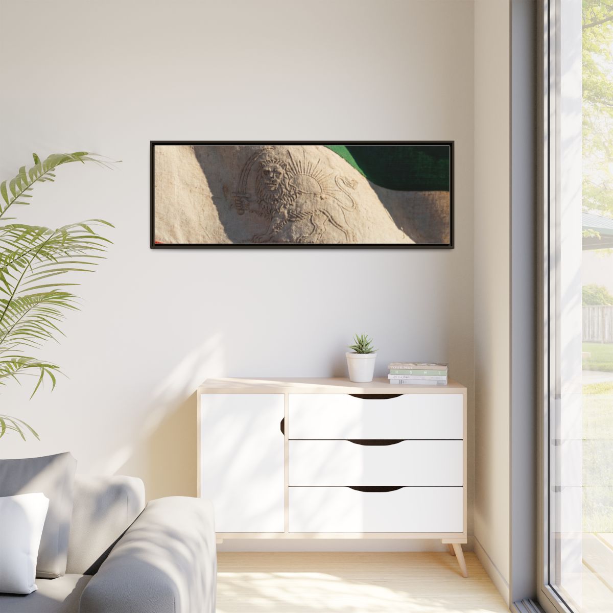 Matte Canvas, Framed - Vintage Persian Lion and Sun Heritage...