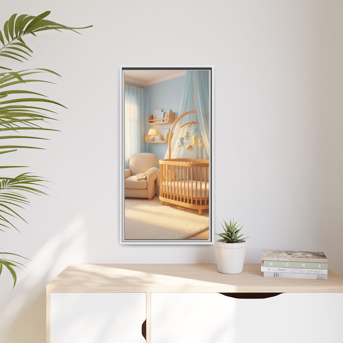 Matte Canvas, Framed - Dreamy Serene Nursery Art — White /...