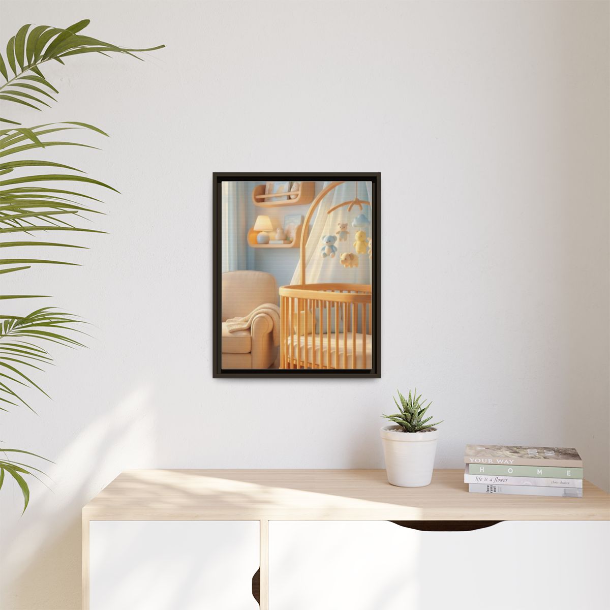 Matte Canvas, Framed - Dreamy Serene Nursery Art — Espresso...