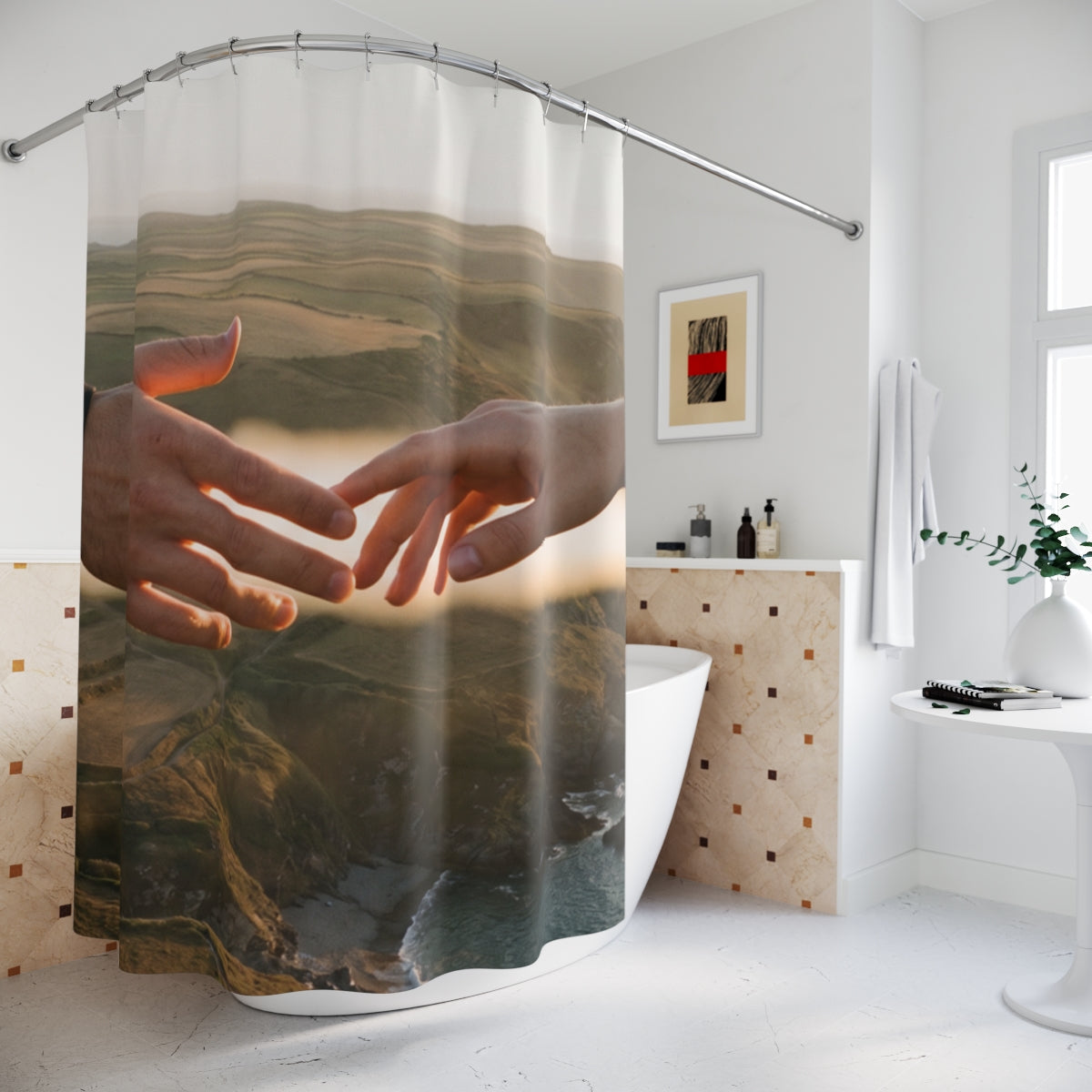 Shower Curtains - The Infinite Touch | Ethereal Coastal Art...