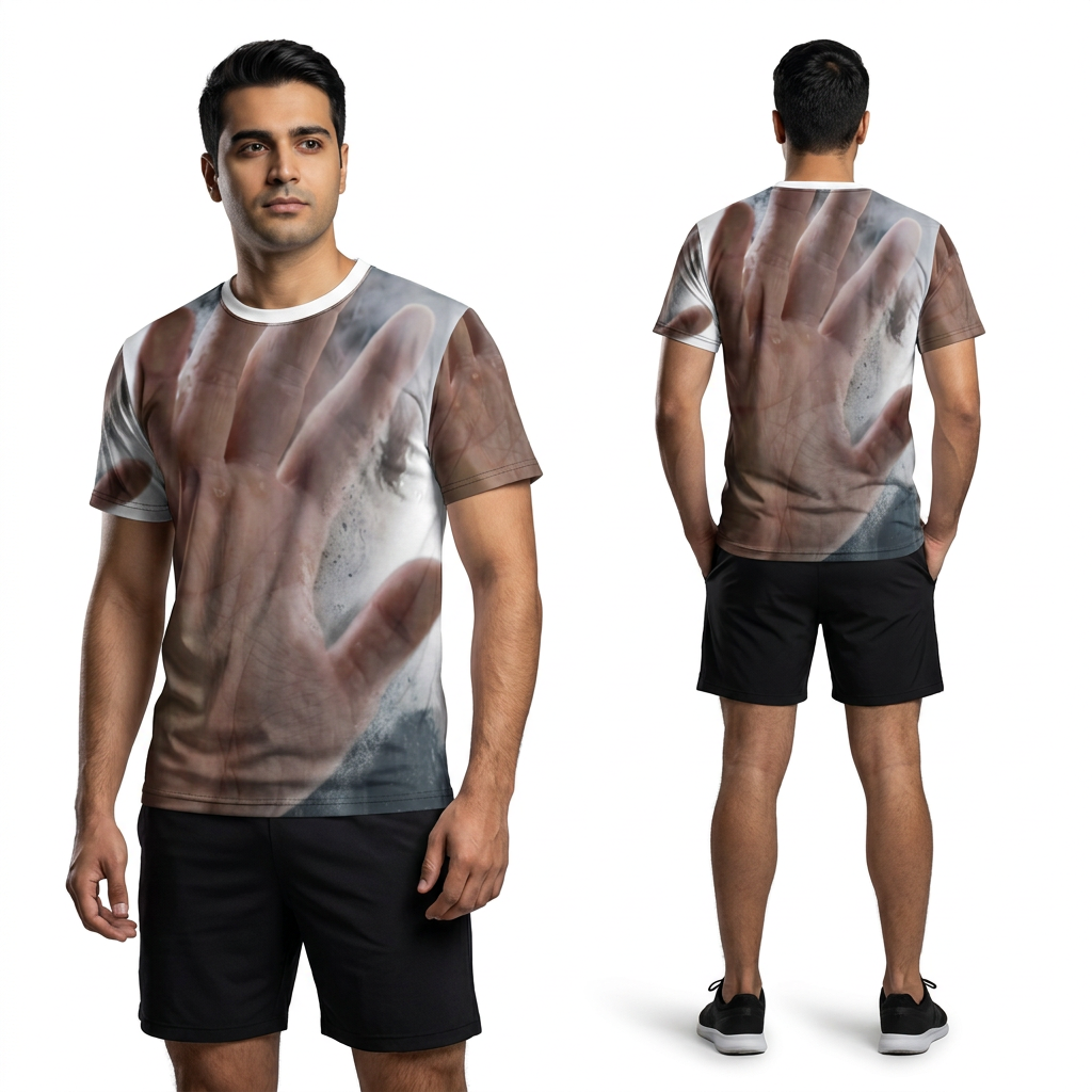 Men's Cut & Sew Tee with Steamy Glass Art