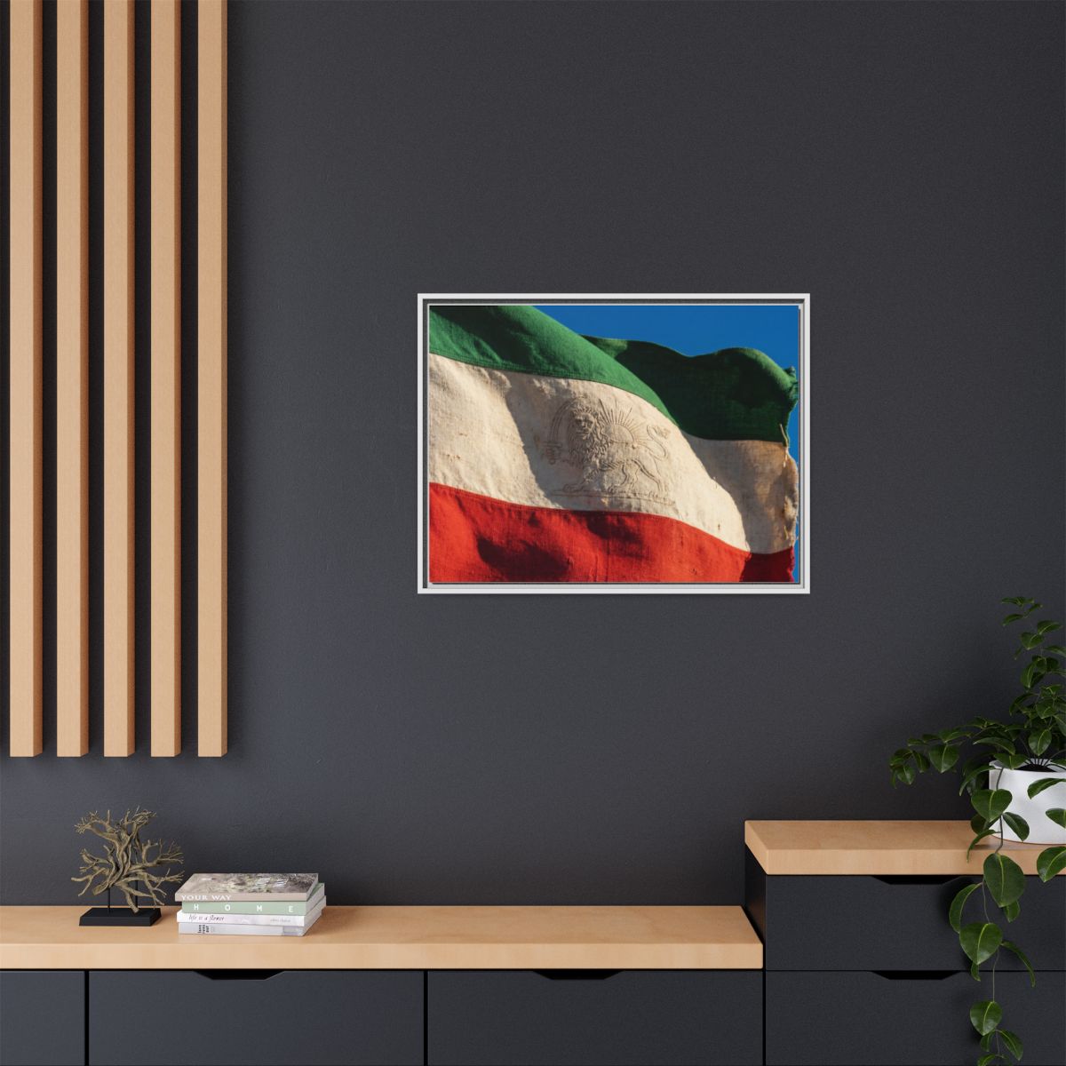 Framed Canvas Art - Distressed Flag — White / 1.25"