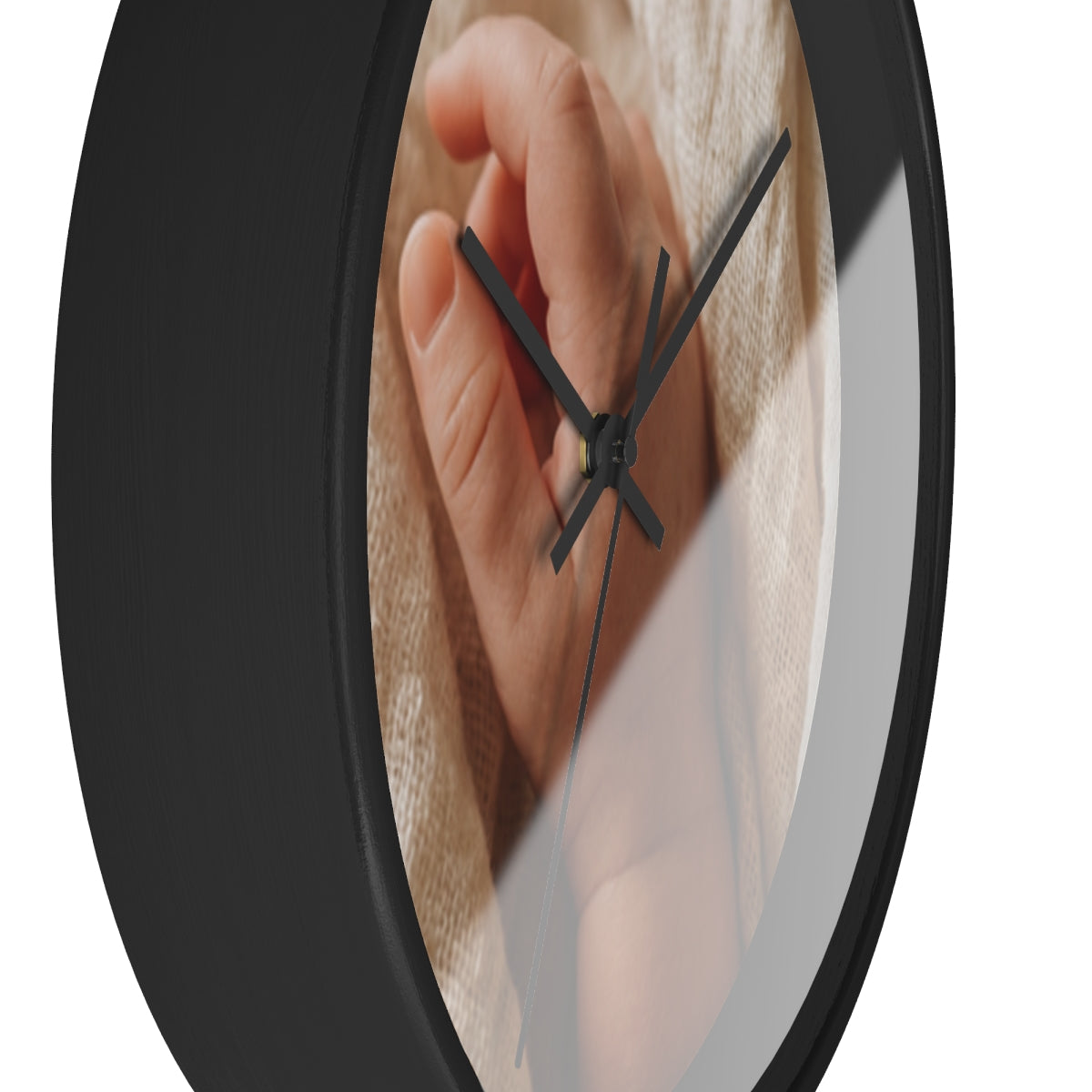 Wall Clock - Tender Newborn Hand in Soft Muslin Blanket |...