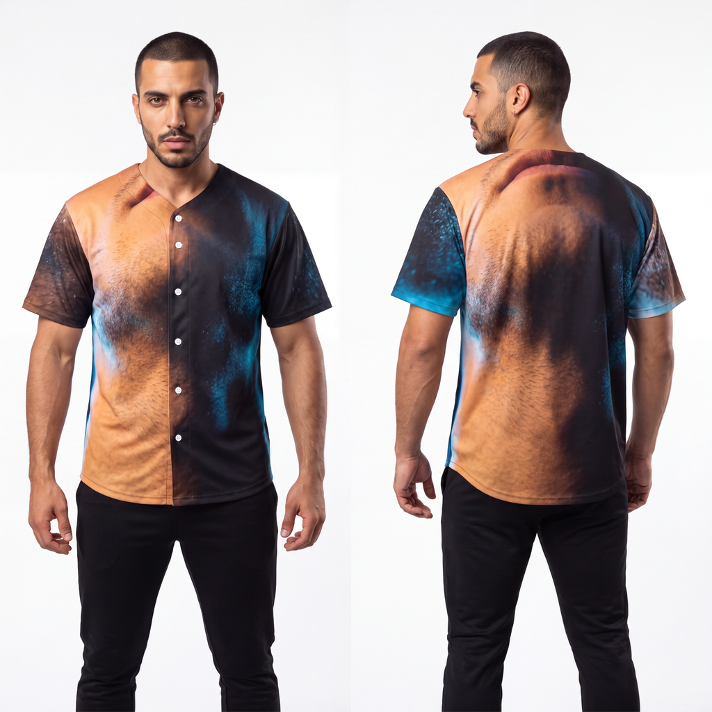 Men's Baseball Jersey - Neon Horizon Portrait | Echovira...
