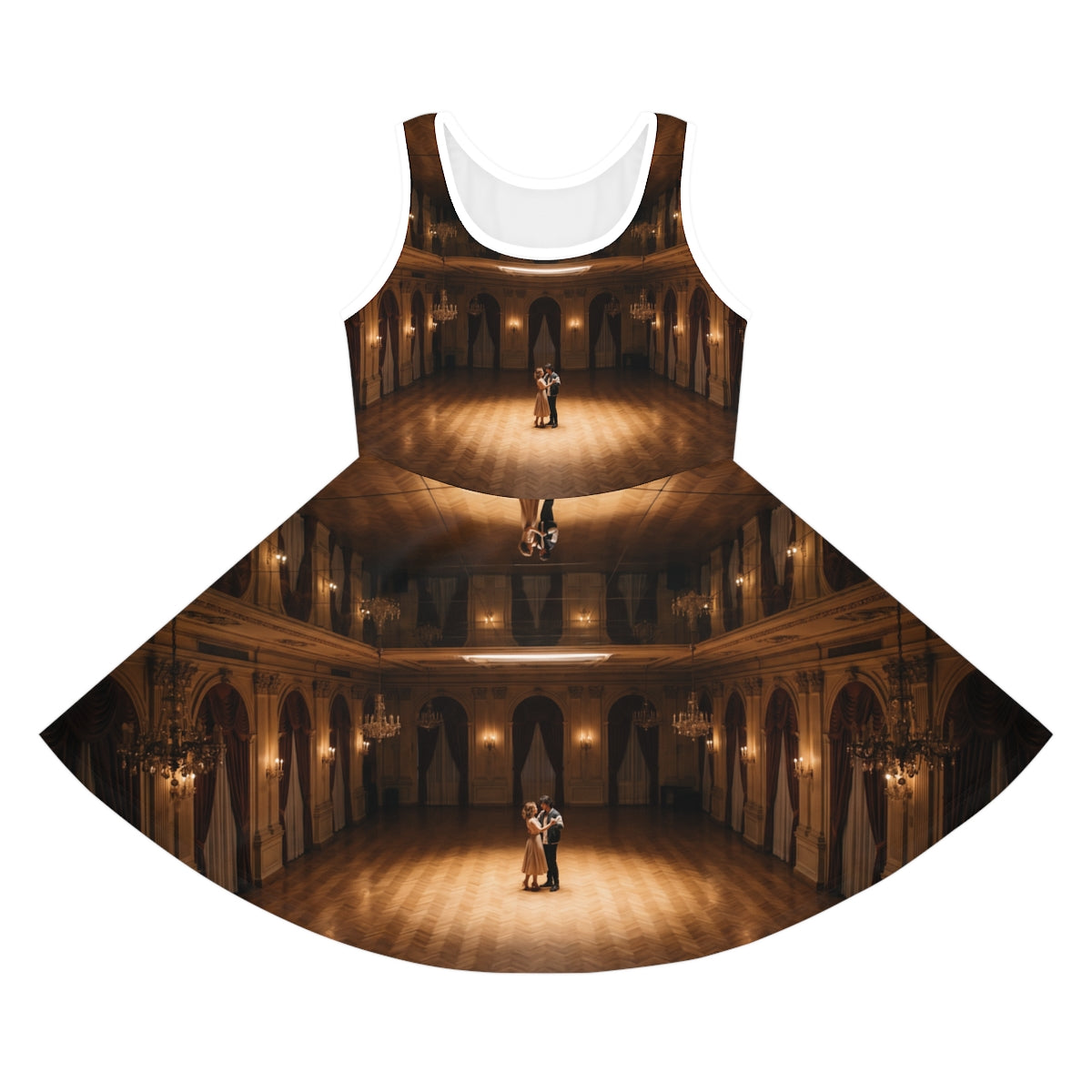 Girls' Sleeveless Sundress with Ballroom Dancers
