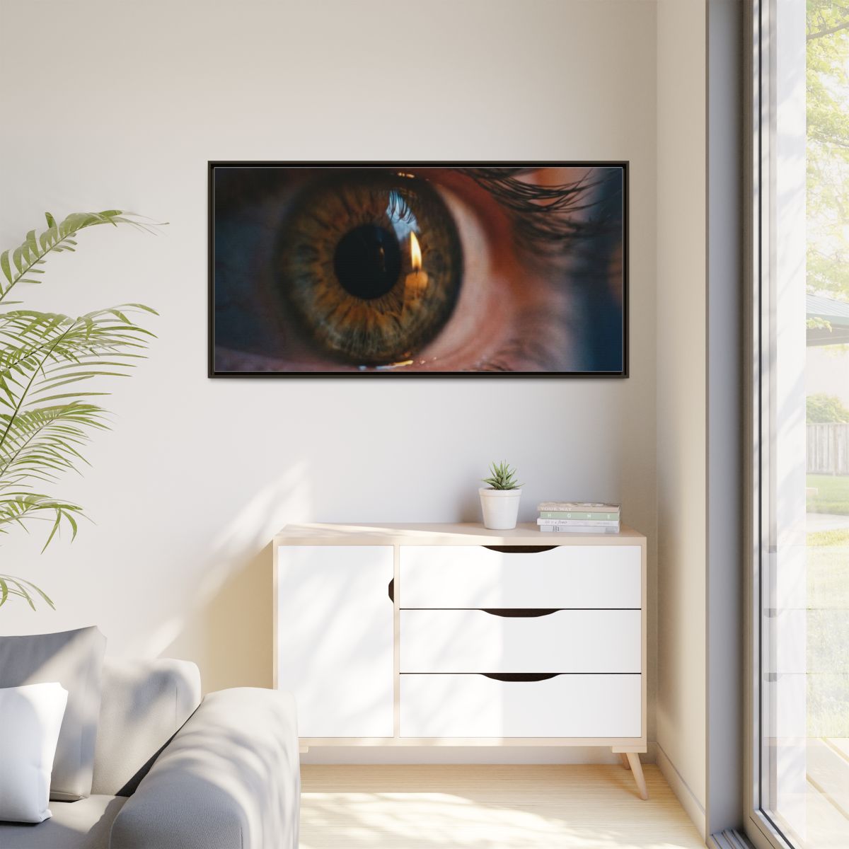 Matte Canvas, Framed - Amber Iris Reflection Fine Art Print...