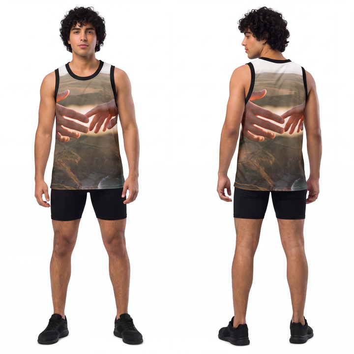 Men's Unisex Basketball Jersey - The Infinite Touch | Ethereal Coastal Art