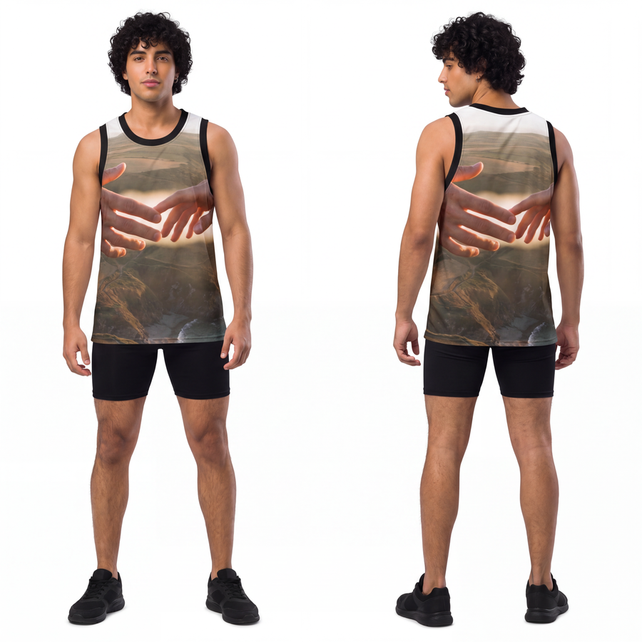 Men's Unisex Basketball Jersey - The Infinite Touch | Ethereal Coastal Art
