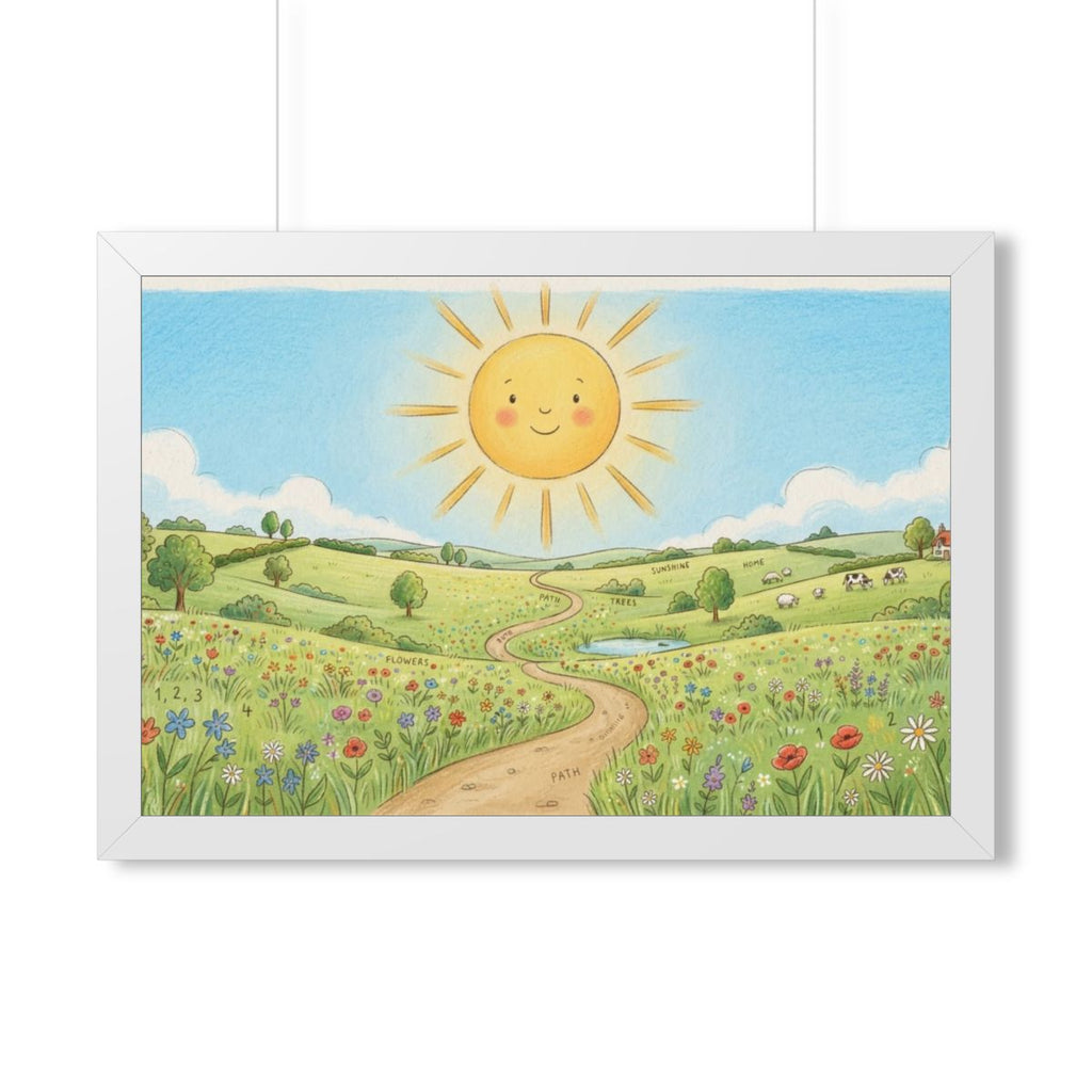 Framed Horizontal Poster - Sunny Meadow Panorama — White......
