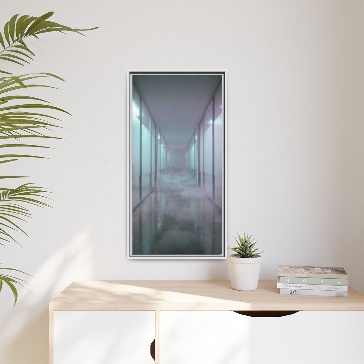 Matte Canvas, Framed - Liminal Corridor Fog Art Print —... |...