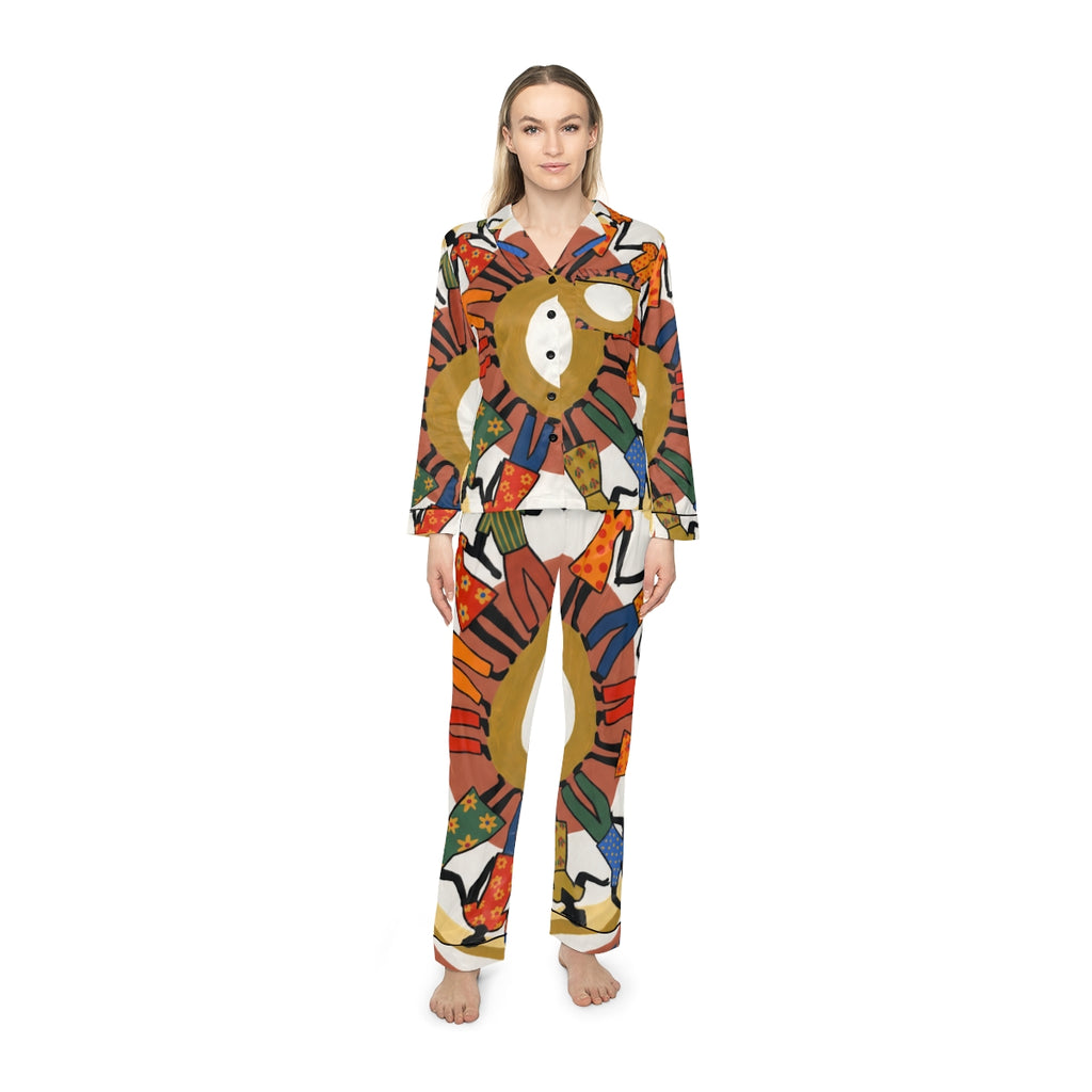 Women's Satin Pajamas - Unity Mandala Folk Art | Echovira...
