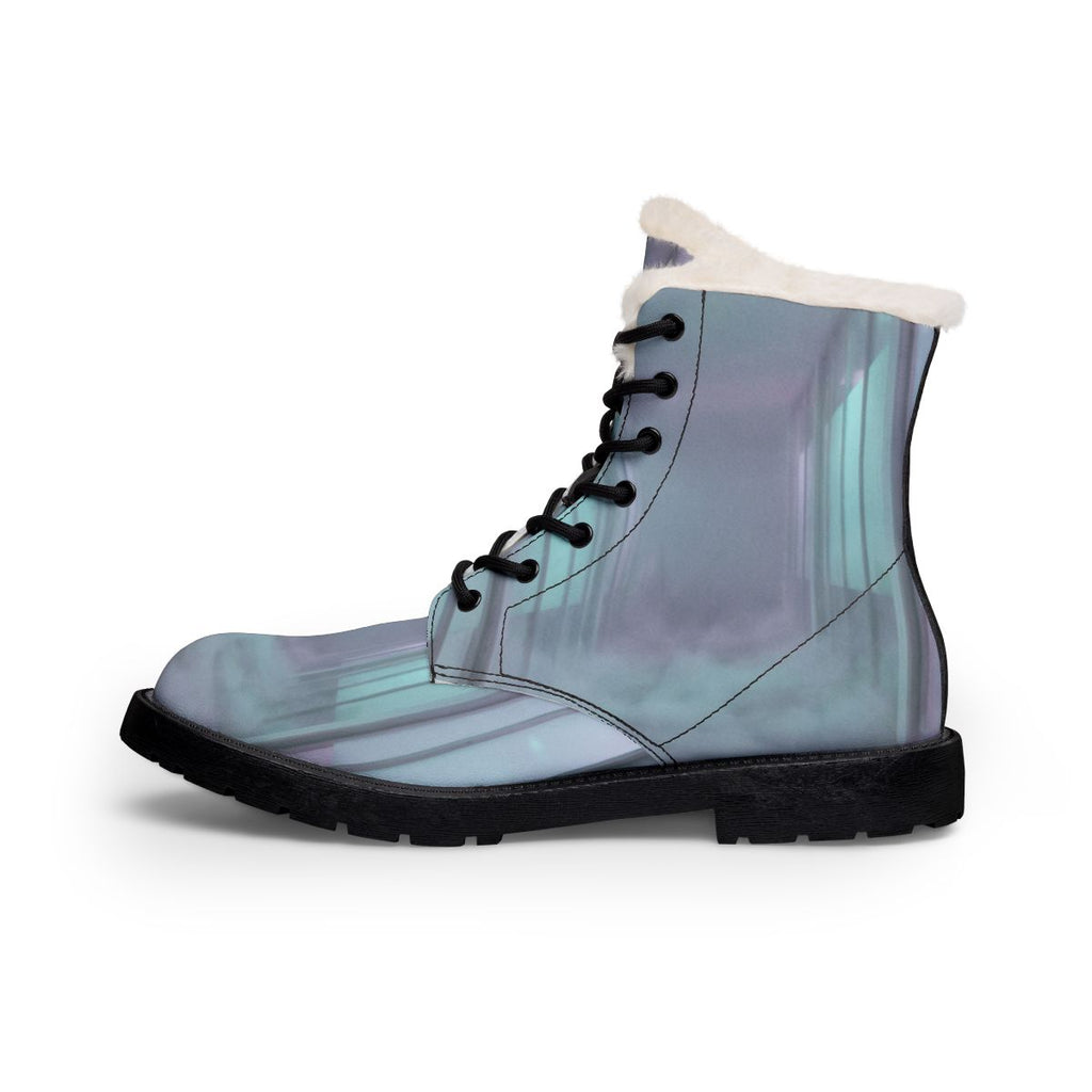 Women's Fur and Leather Boots - Liminal Corridor Fog Art......