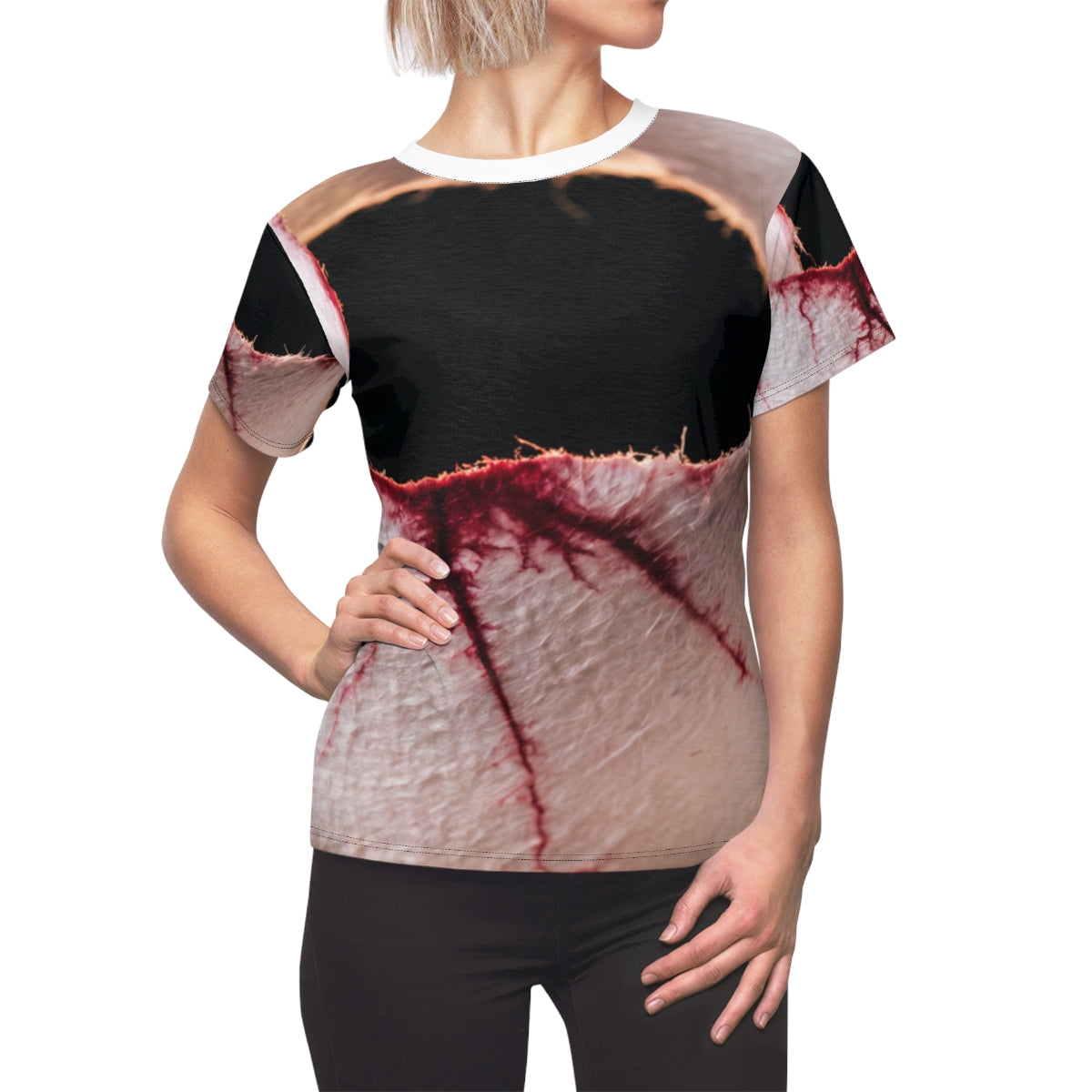 Women's Cut & Sew Tee - Crimson Veins | Echovira Gallery