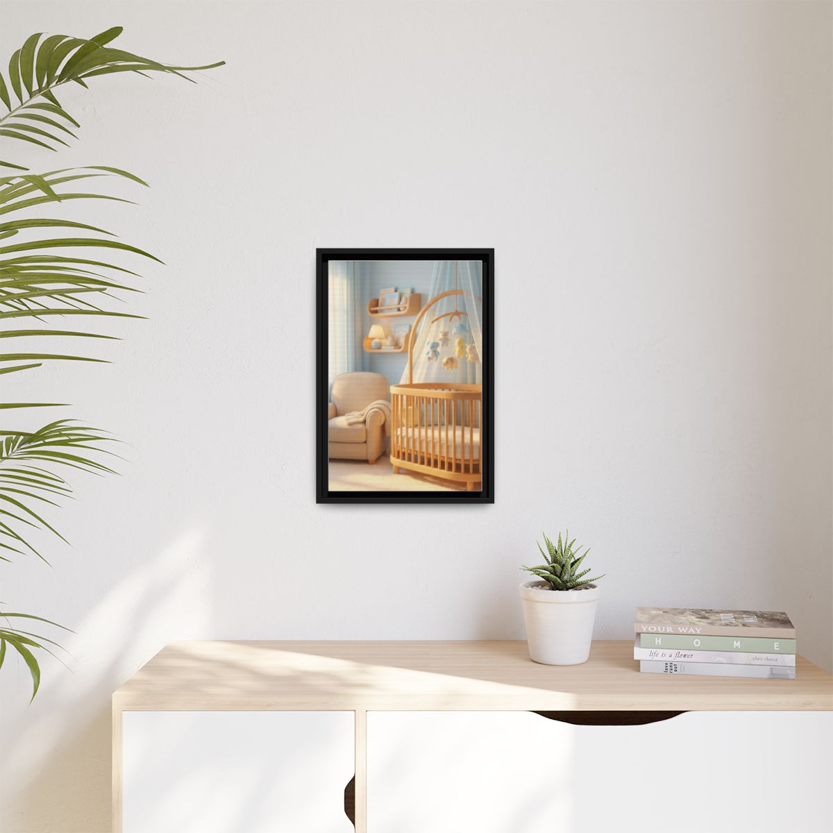 Matte Canvas, Framed - Dreamy Serene Nursery Art — Black /...