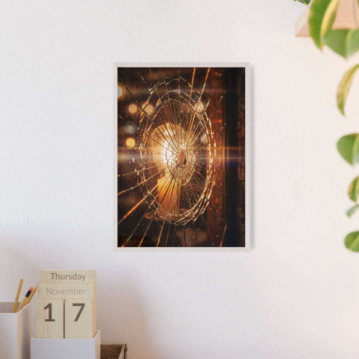 Wood Framed Poster - Cinematic Fracture — Portrait