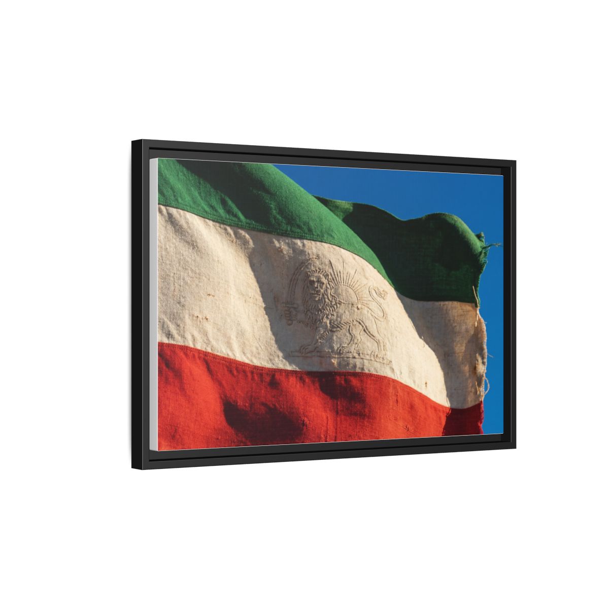 Framed Canvas Art - Distressed Flag — Black / 1.25"