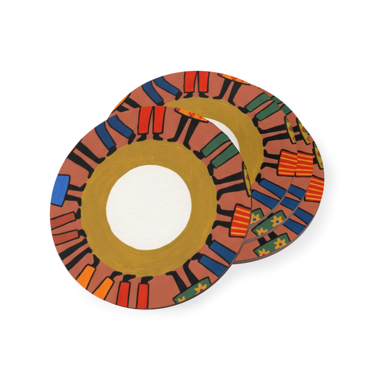 Coasters Set - Unity Mandala Folk Art (1 & 4 pcs) | Echovira...