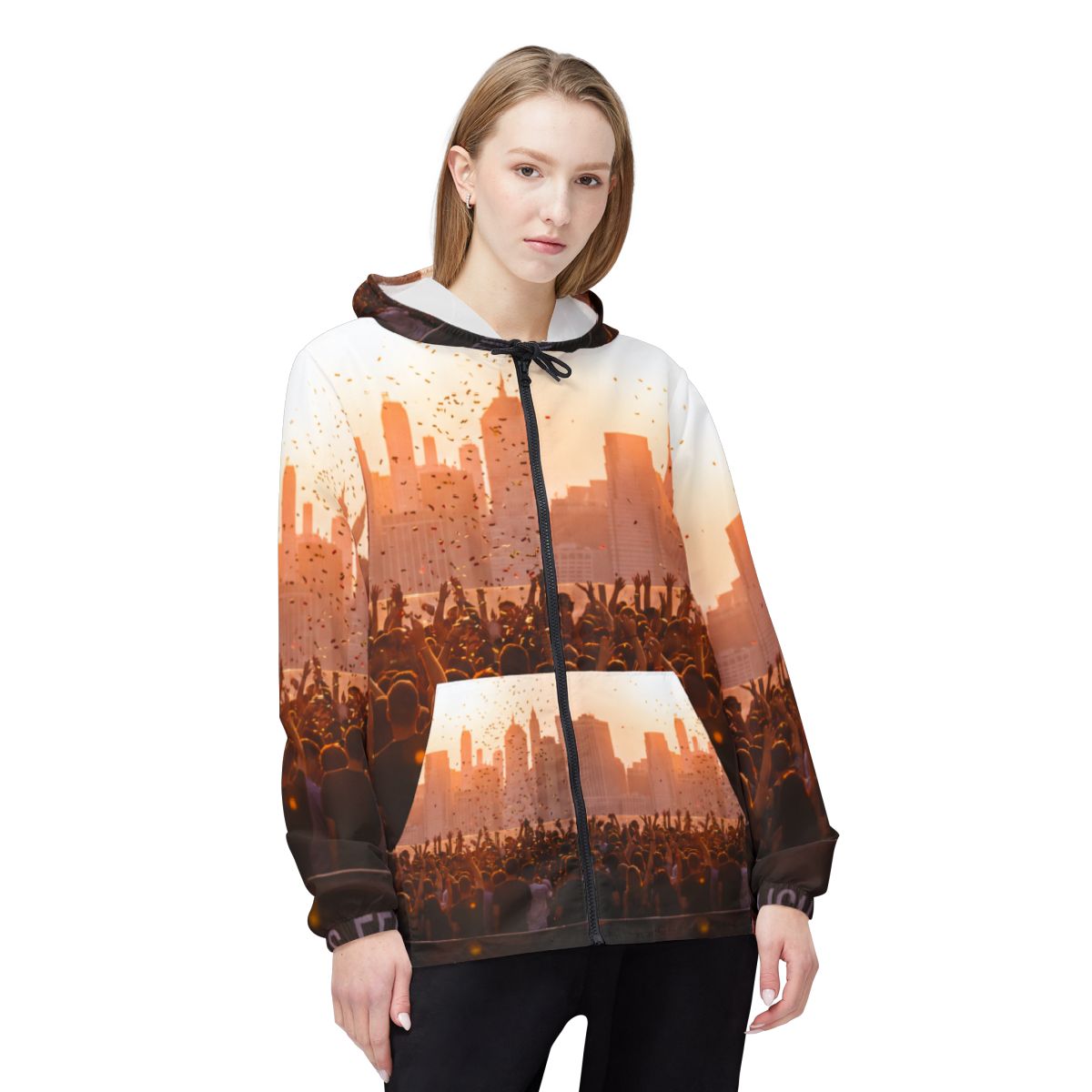 Unisex Windbreaker Jacket - City Lights | Echovira Gallery