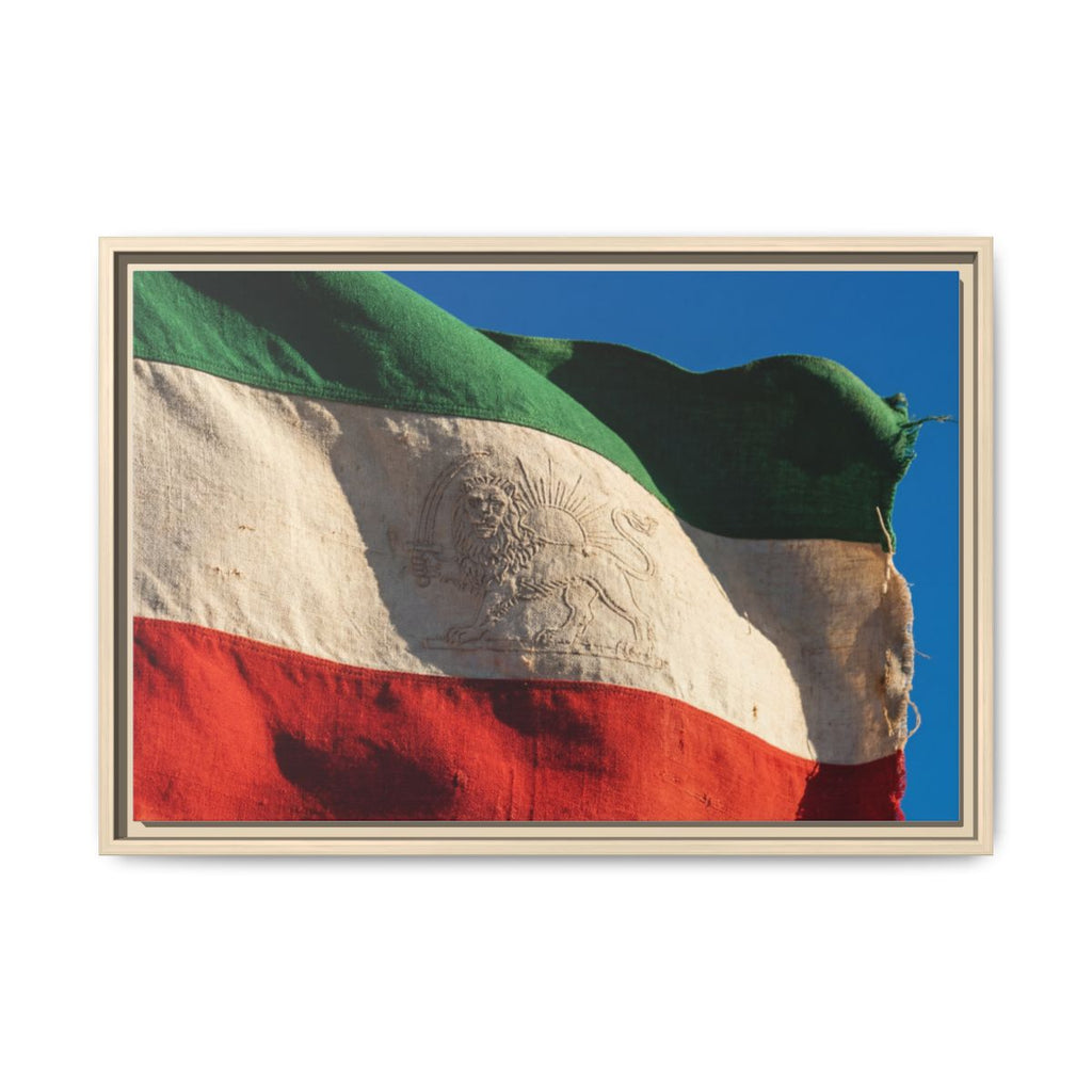 Framed Canvas Art - Distressed Flag — Natural / 1.25"