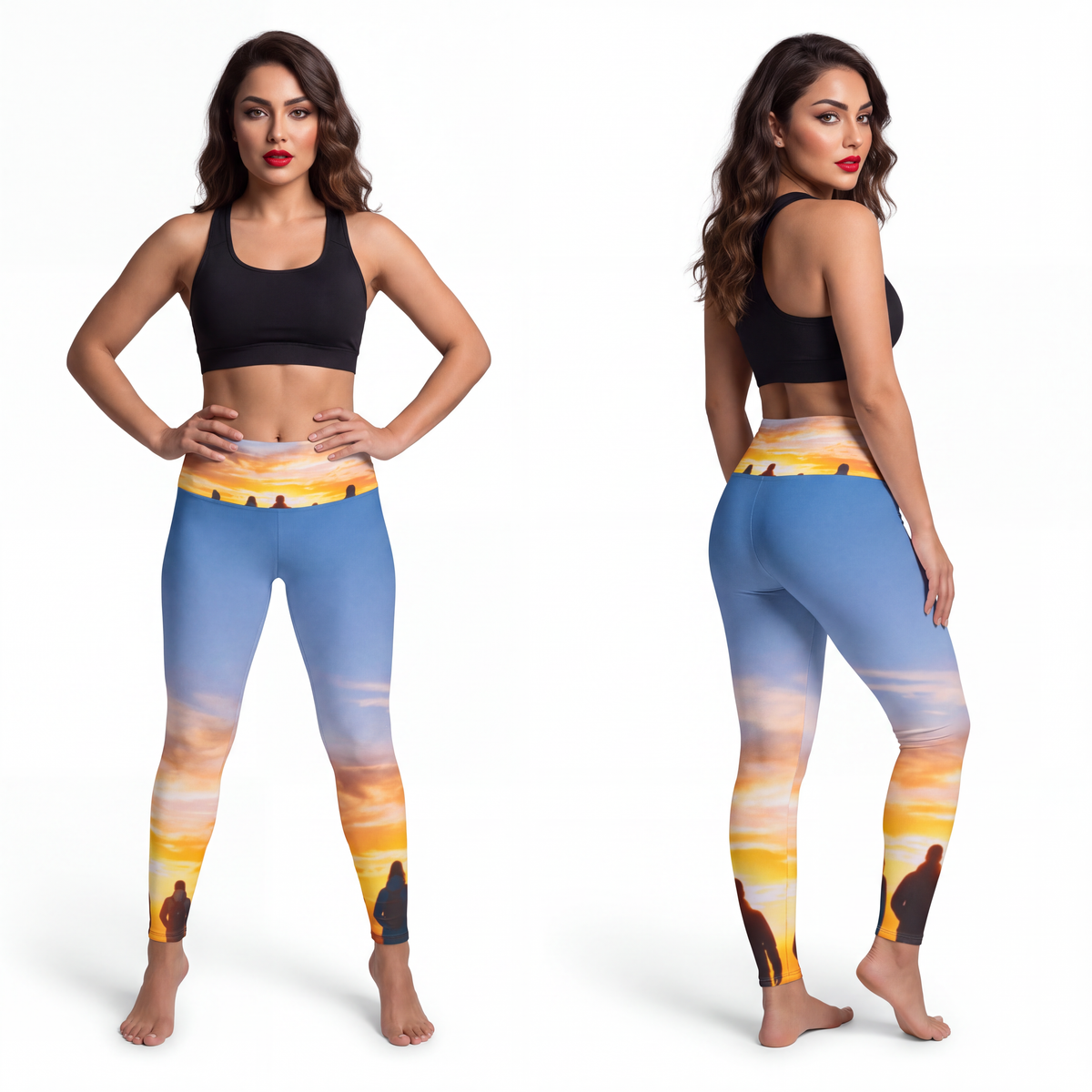 Women's Yoga Pants - Golden Sunset Ridge | Echovira Gallery