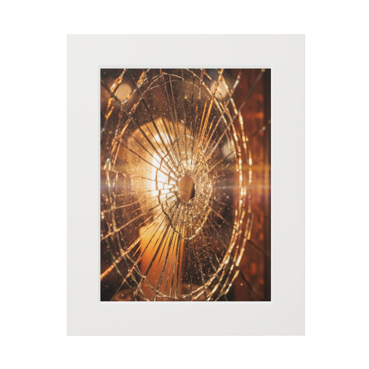 Fine Art Prints - Golden Fractures Shattered Glass Art —......