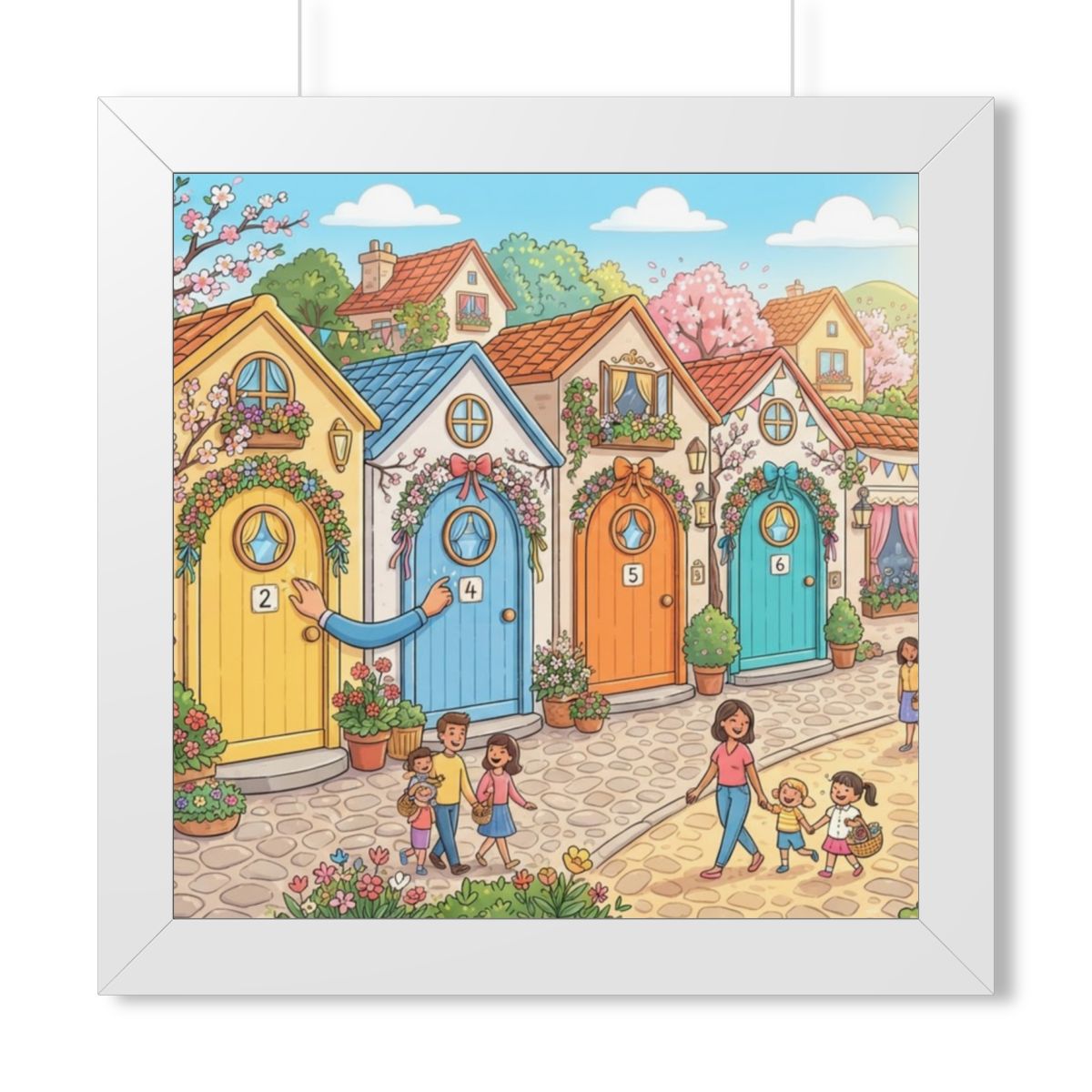 Framed Vertical Poster - Storybook Lane Gateway — White... |...