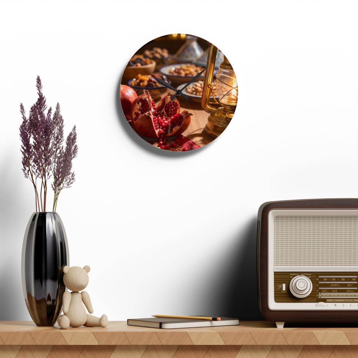 Acrylic Wall Clock - Crimson Golden Hour | Echovira Gallery