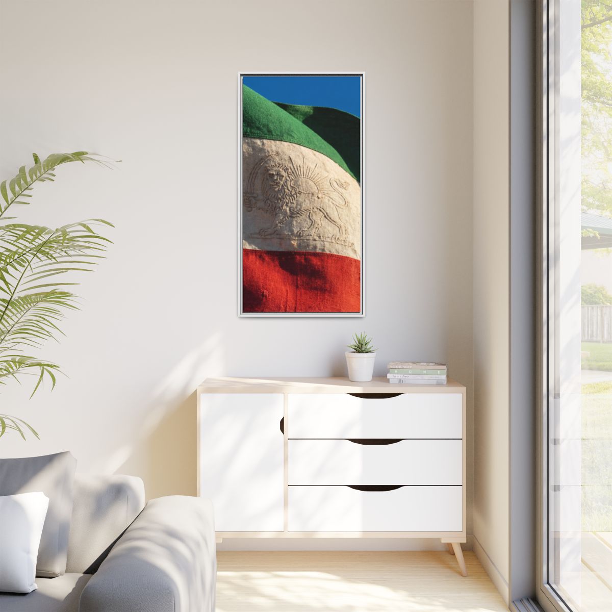 Matte Canvas, Framed - Vintage Persian Lion and Sun Heritage...