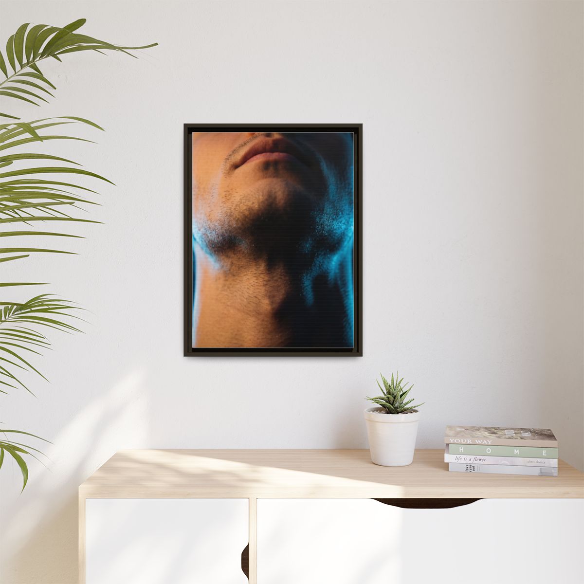 Matte Canvas, Framed - Neon Shadows Cinematic Portrait Art...