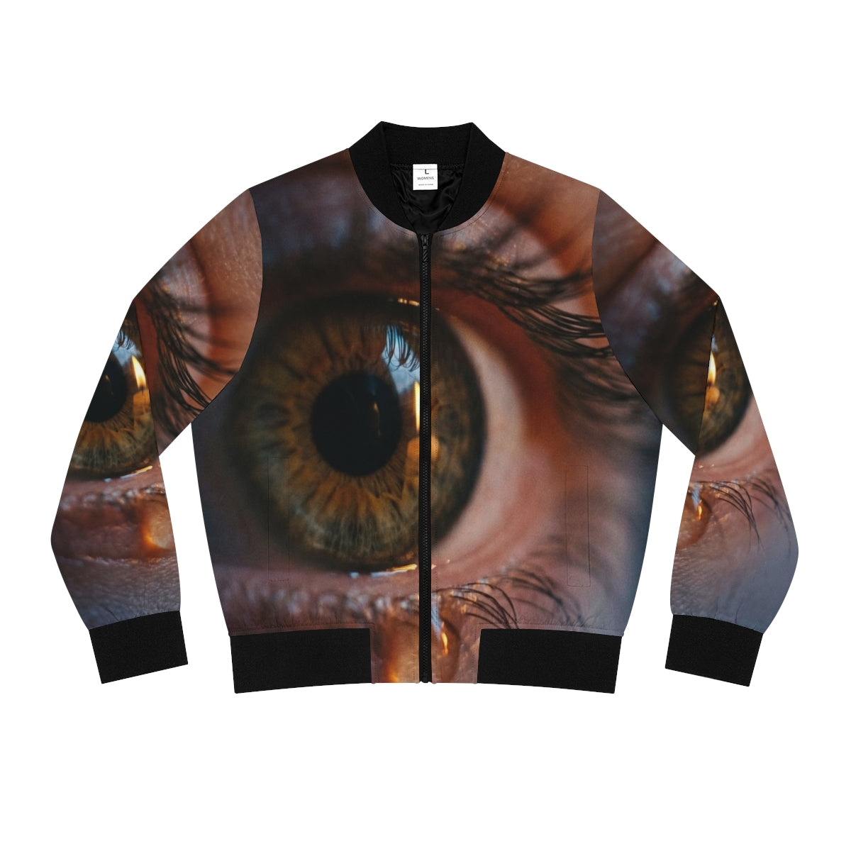 Women's Bomber Jacket - Amber Iris Reflection Fine Art Print...