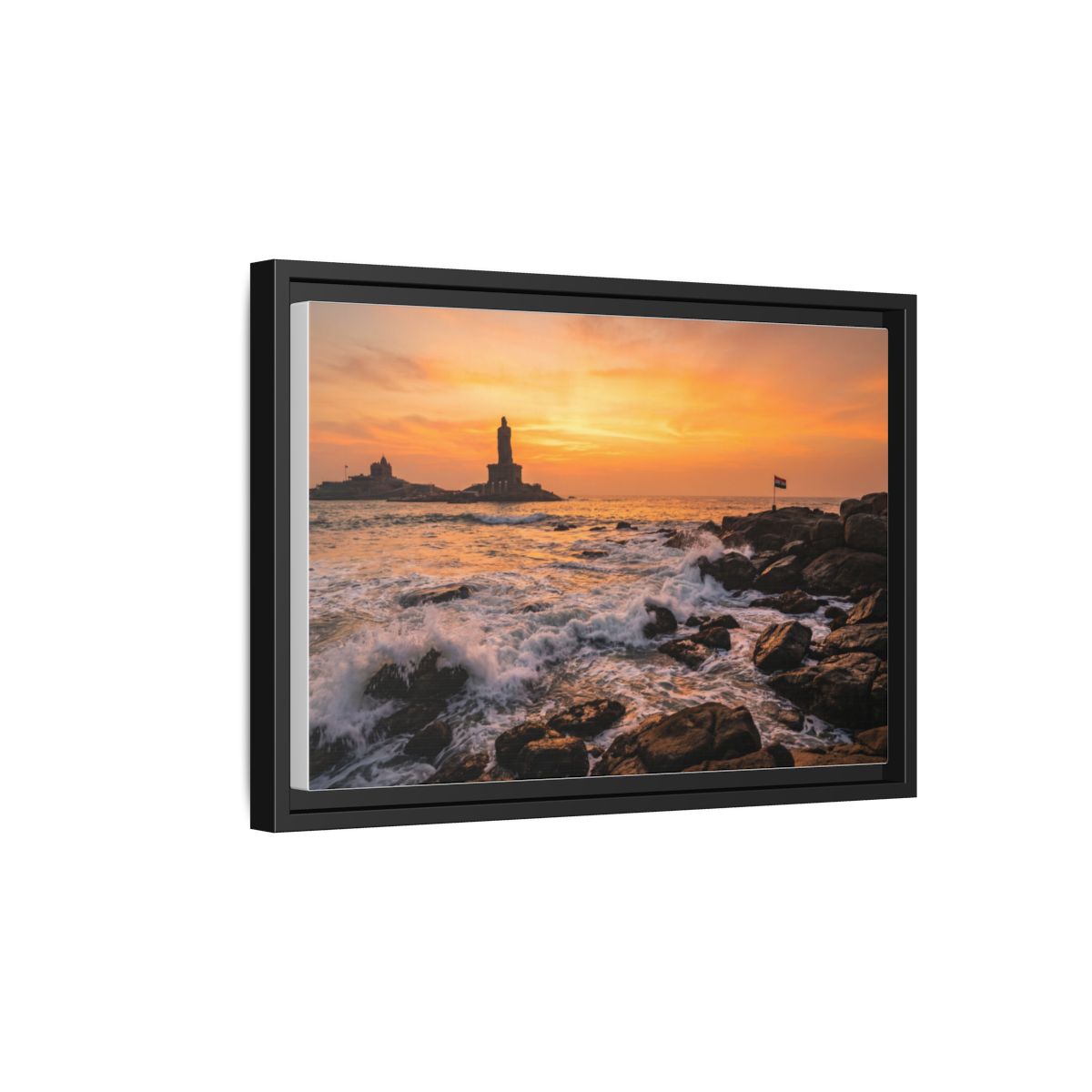Framed Canvas - Golden Coast Dawn — Black / 1.25"
