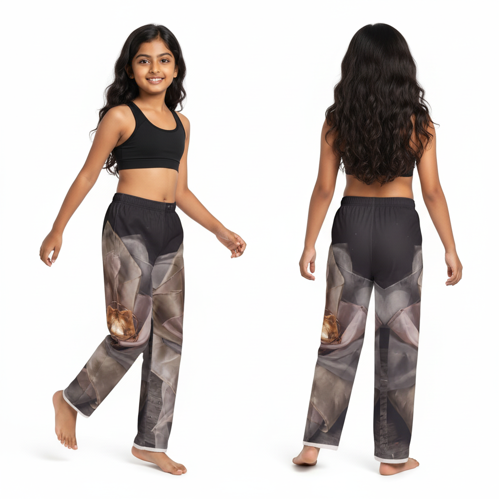 Pantalon d'intérieur enfant motif botanique ambre