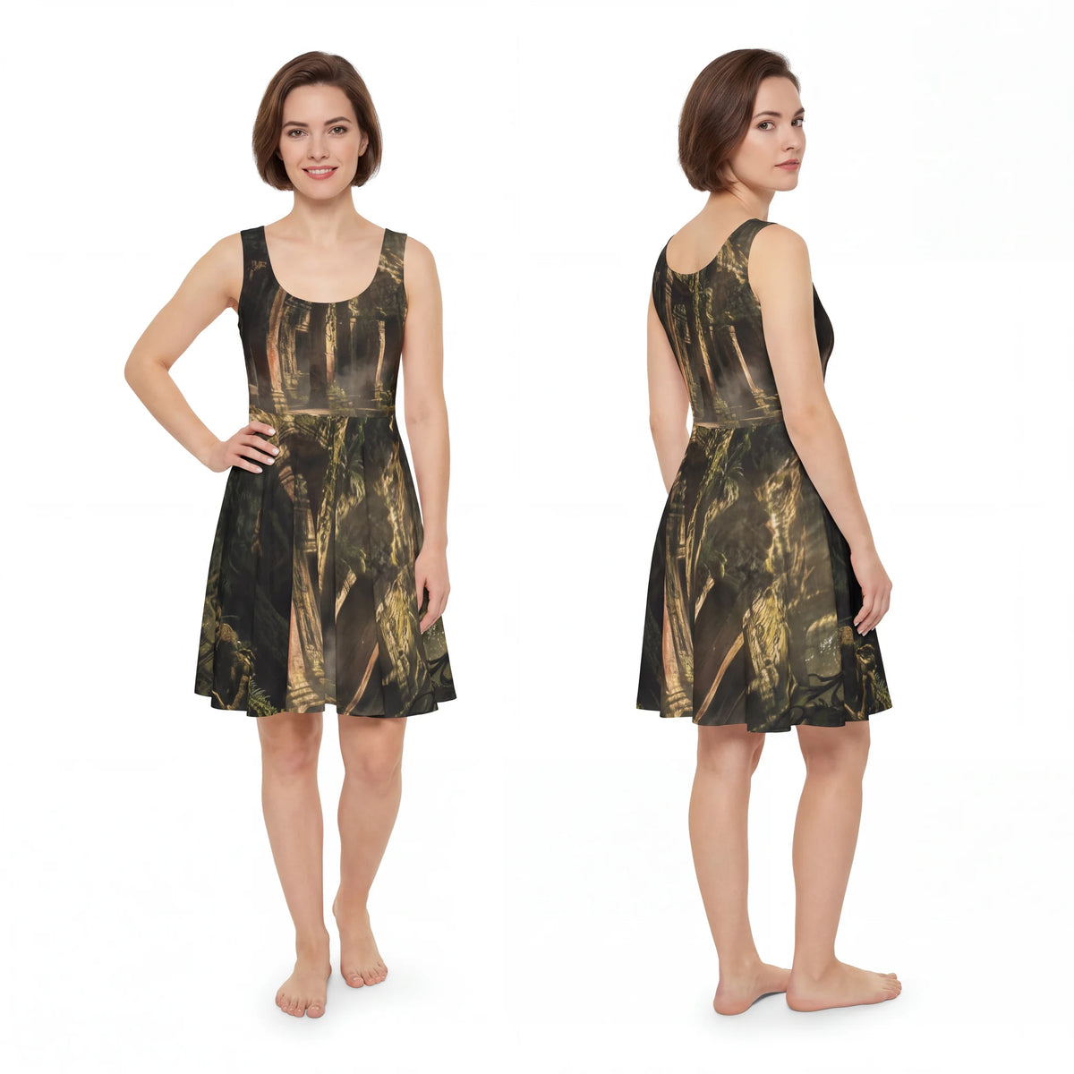 Women's Skater Dress - Jungle Temple | Echovira Gallery
