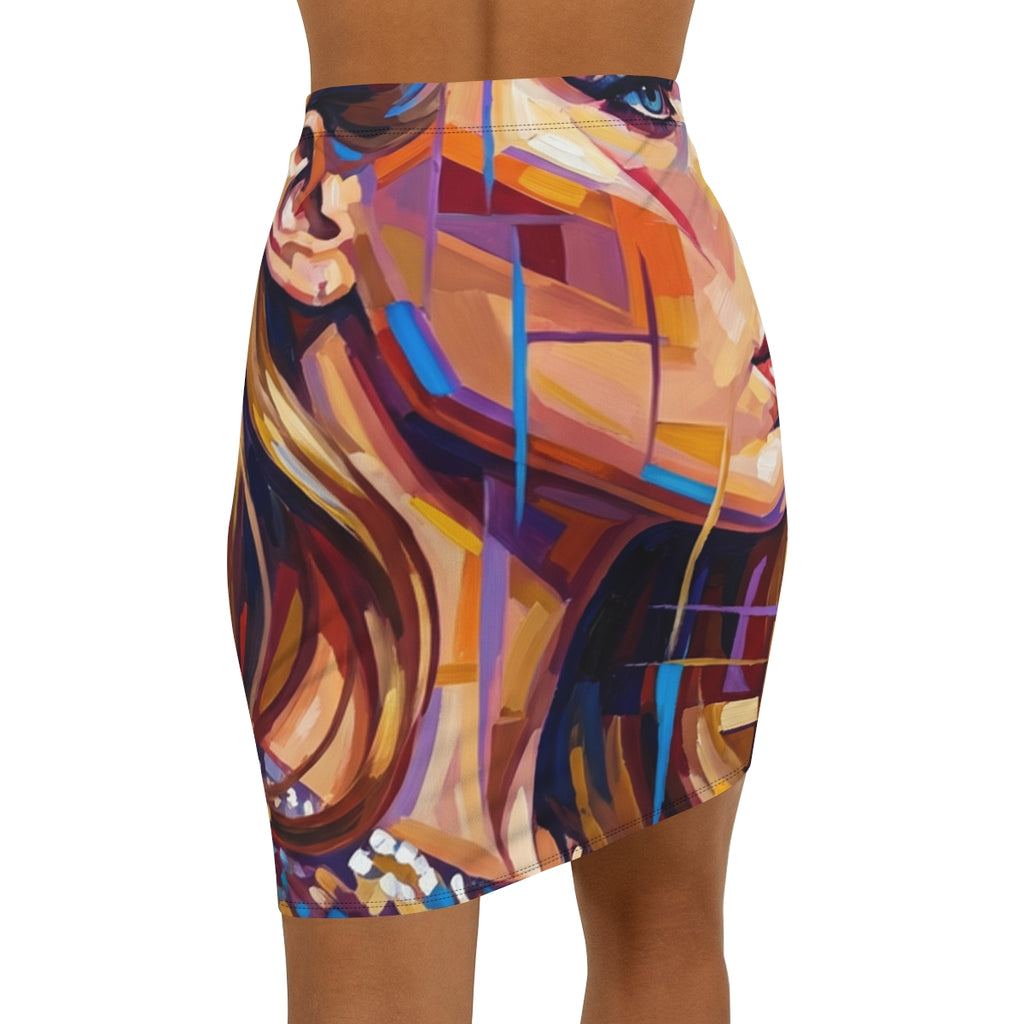 Women's Mid-Waist Pencil Skirt - Shattered Elegance |...